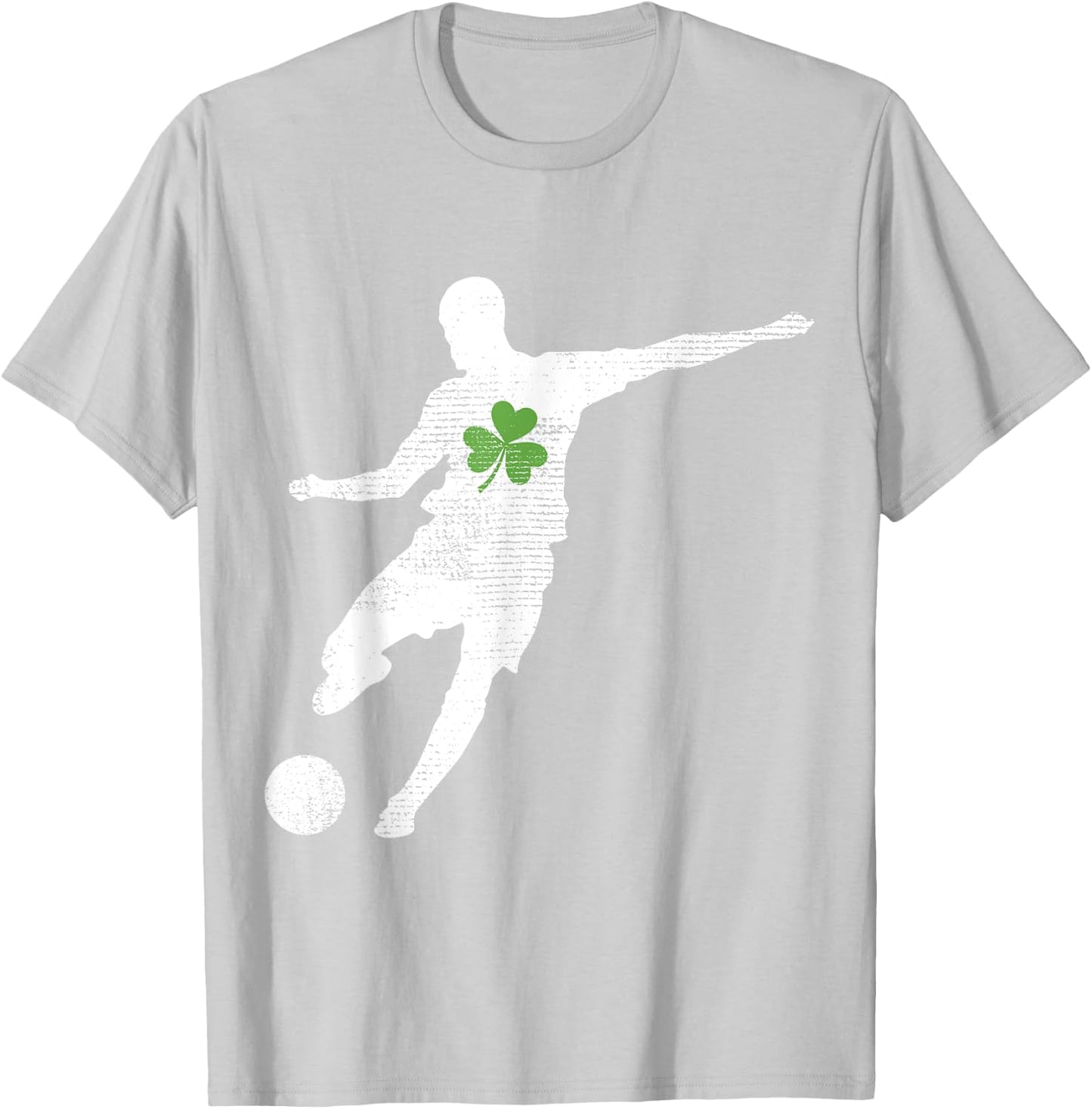Soccer Lovers Green Shamrock Leaf St Patricks Day T-Shirt - T-Shirt | Ash