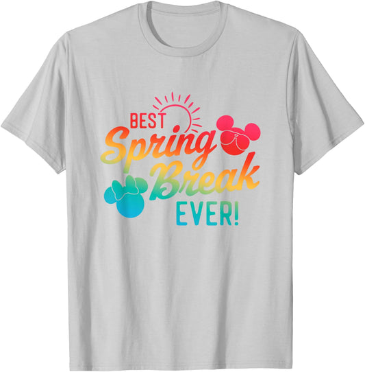 Disney Mickey And Friends Best Spring Break Ever Chest Logo T-Shirt - T-Shirt | Ash