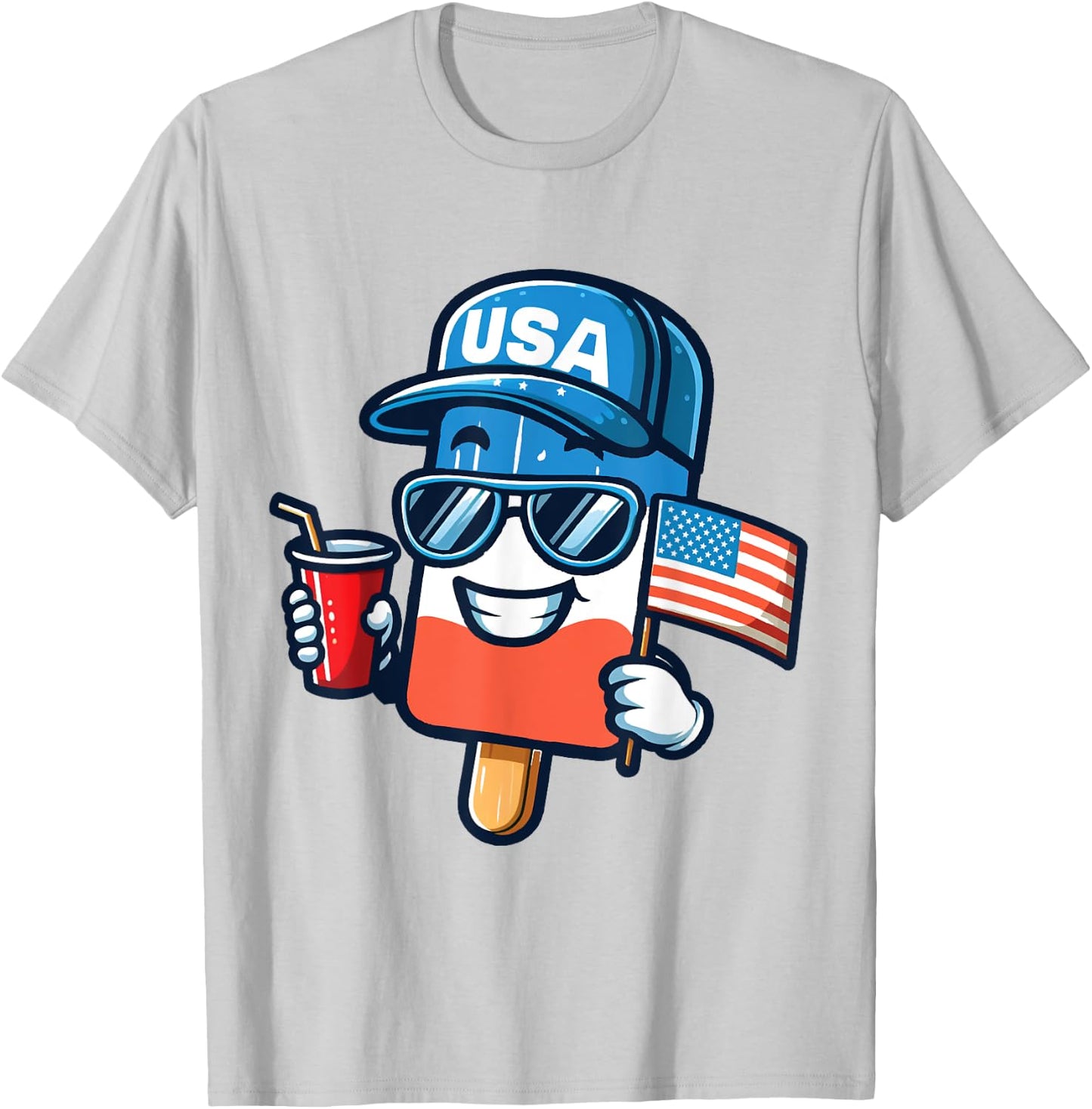 Funny Popsicle 4th Of July shirt Patriotic American Flag USA Kids Men T-Shirt - T-Shirt | Ash
