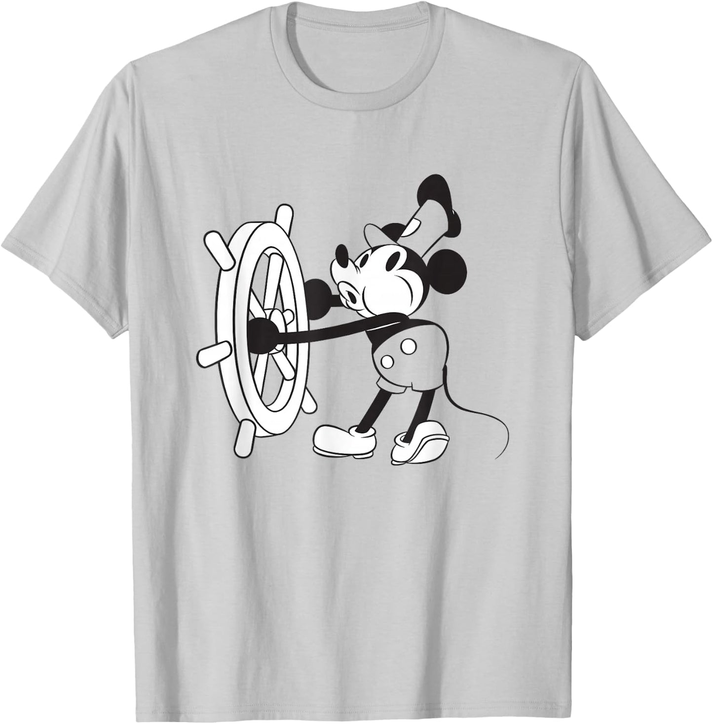 Disney Steamboat Willie Mickey Vintage Big Chest Portrait T-Shirt - T-Shirt | Ash