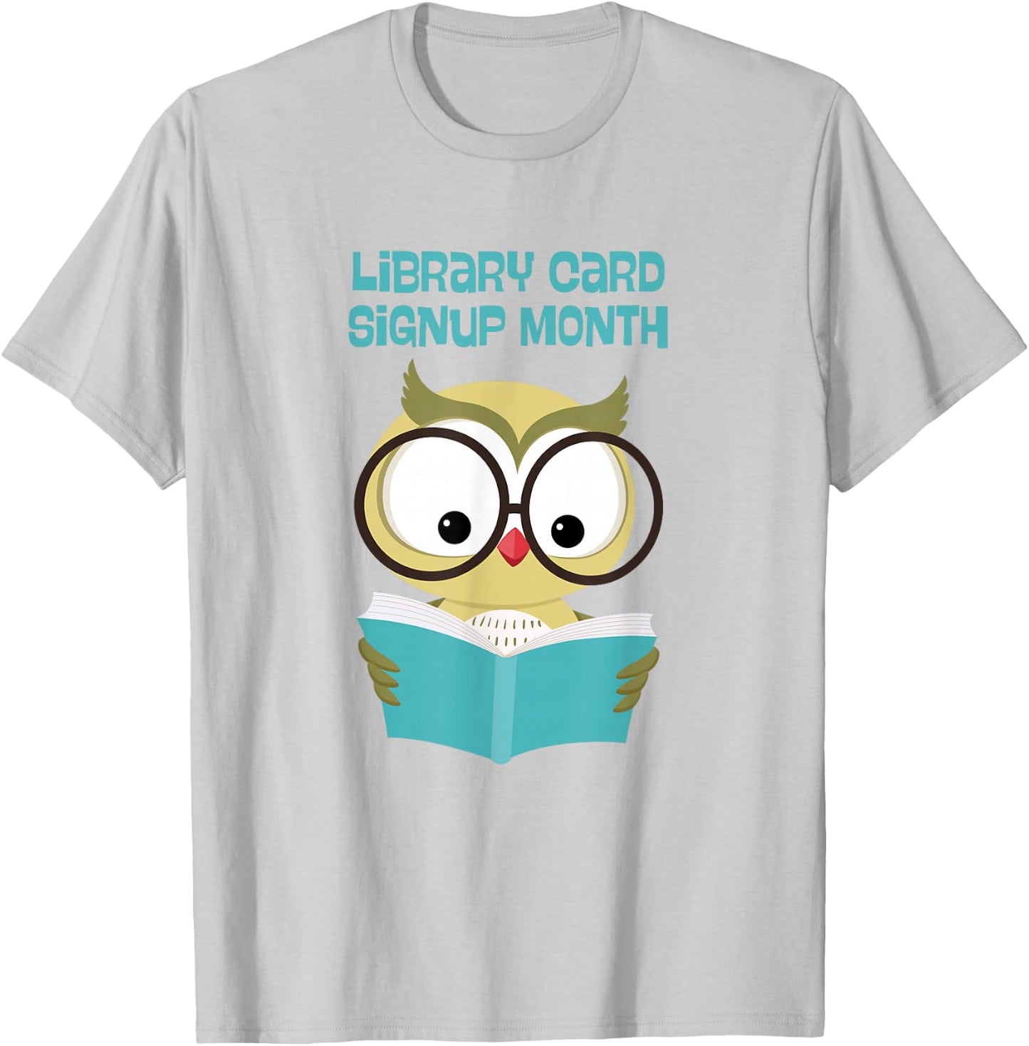September Library Card Sign Up Month Reading Owl T-Shirt - T-Shirt | Ash