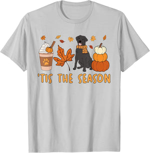 Tis The Season Labrador Retriever Fall Autumn Pumpkin Coffee T-Shirt - T-Shirt | Ash