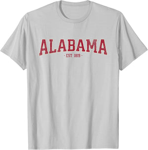 Classic Alabama Retro Varsity Vintage Alabama Distressed T-Shirt - T-Shirt | Ash