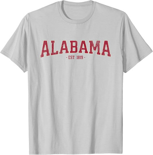 Classic Alabama Retro Varsity Vintage Alabama Distressed T-Shirt - T-Shirt | Ash