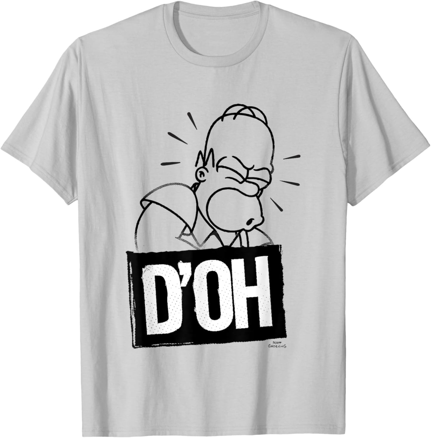 The Simpsons Homer Iconic Phrase D'OH Artline Chest Logo T-Shirt - T-Shirt | Ash