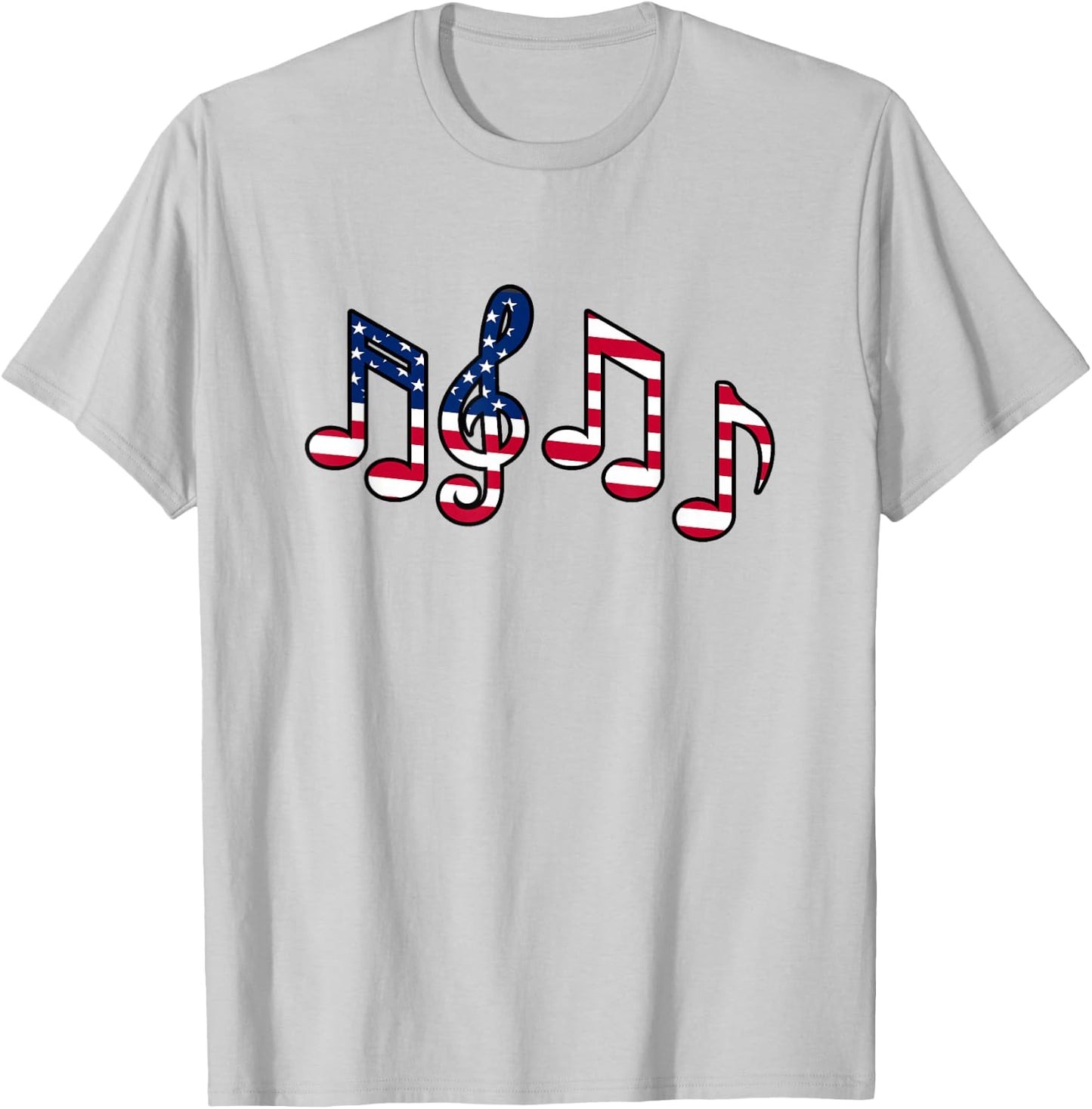 Music Notes 4th Of July American Patriotic Music Teacher T-Shirt - T-Shirt | Ash