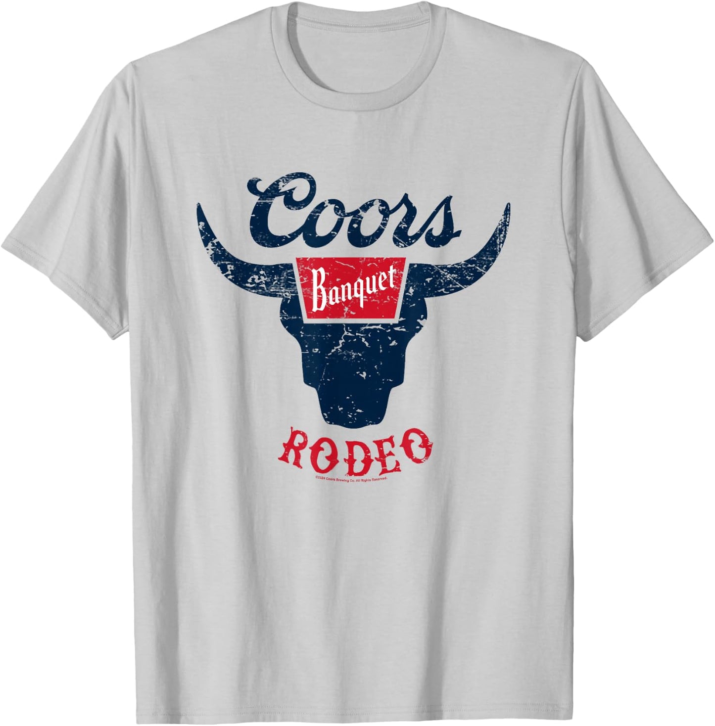 Coors Banquet Rodeo Distressed Bull Horns Badge T-Shirt - T-Shirt | Ash