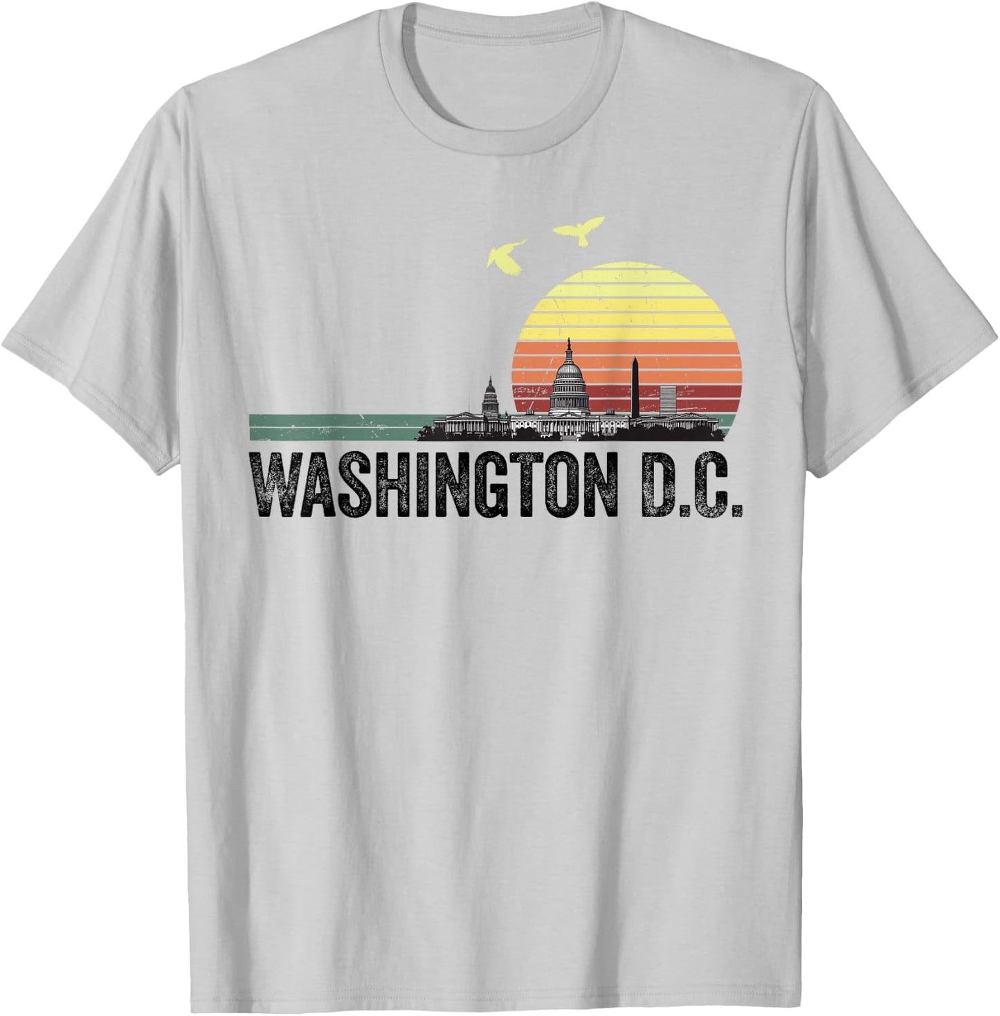 Washington DC Souvenir Capitol Hill Skyline Monuments T-Shirt - T-Shirt | Ash