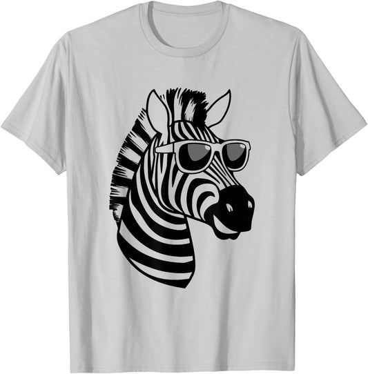 Funny Zebra with Sunglasses T-Shirt - T-Shirt | Ash