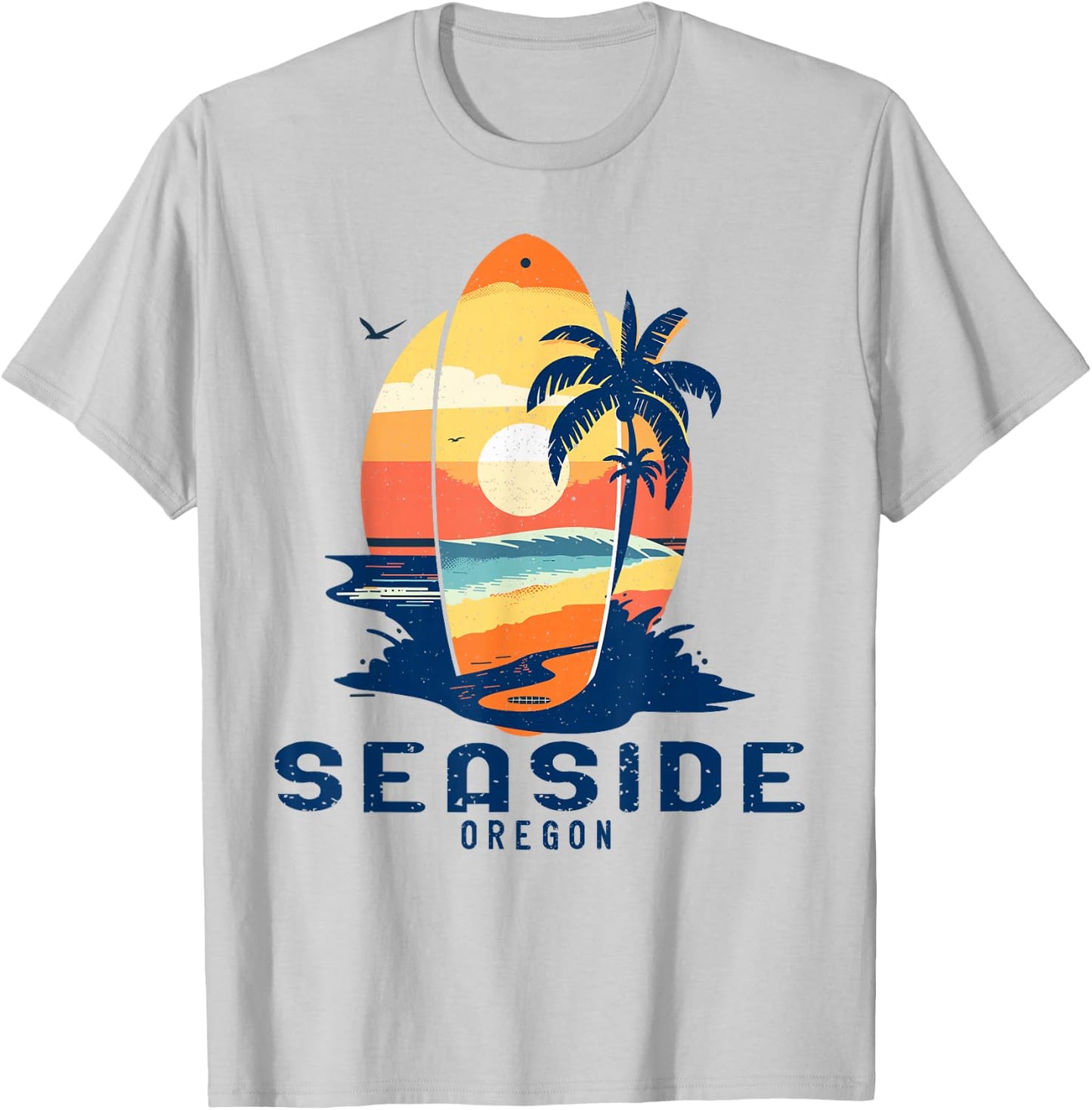 Vintage Oregon Seaside Surfboard Beach T-Shirt - T-Shirt | Ash