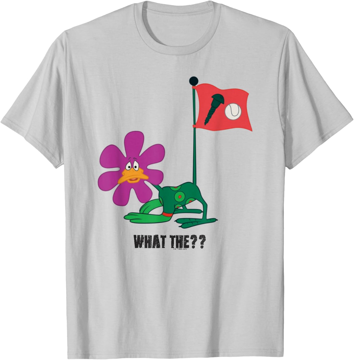 Looney Tunes Daffy Duck Screwball Flower T-Shirt - T-Shirt | Ash
