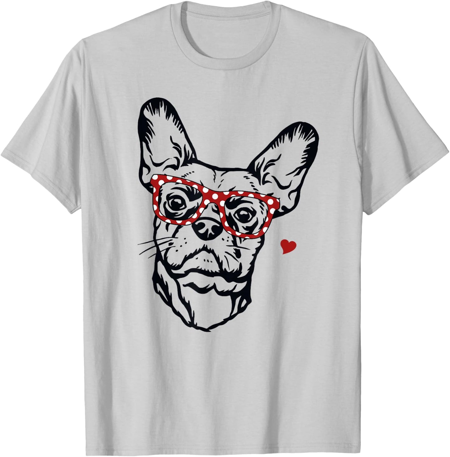 Cute Funny French Bulldog Wearing Glasses Mom Dog Mama Owner T-Shirt - T-Shirt | Ash