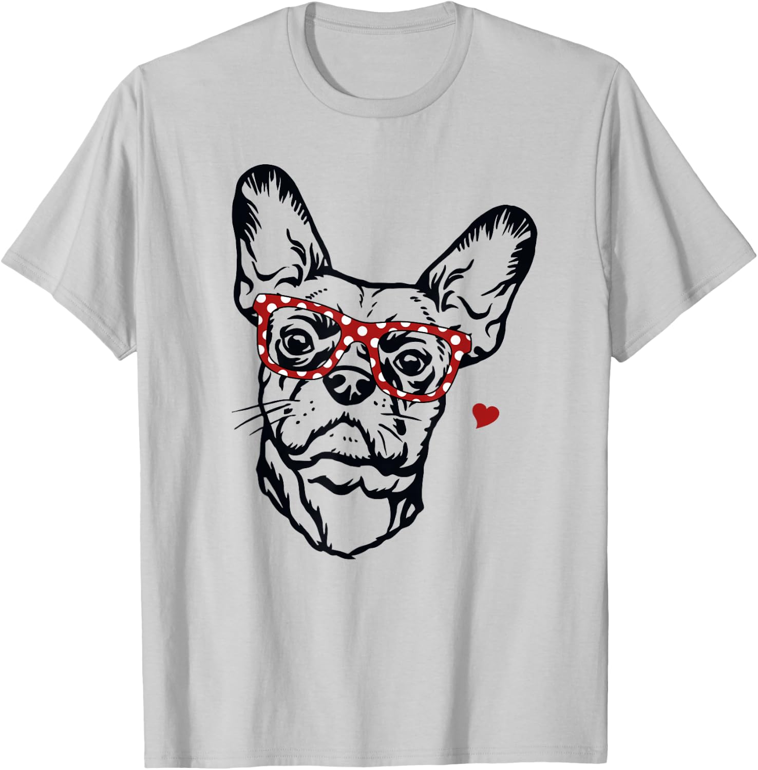 Cute Funny French Bulldog Wearing Glasses Mom Dog Mama Owner T-Shirt - T-Shirt | Ash
