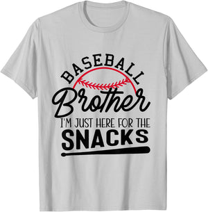 Baseball Brother I'm Just Here for the Snacks Funny Baseball T-Shirt - T-Shirt | Ash