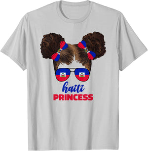 Haitian Princess Kids Youth For Girls Haiti Flag Pride Ayiti T-Shirt - T-Shirt | Ash