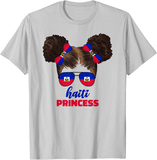 Haitian Princess Kids Youth For Girls Haiti Flag Pride Ayiti T-Shirt - T-Shirt | Ash