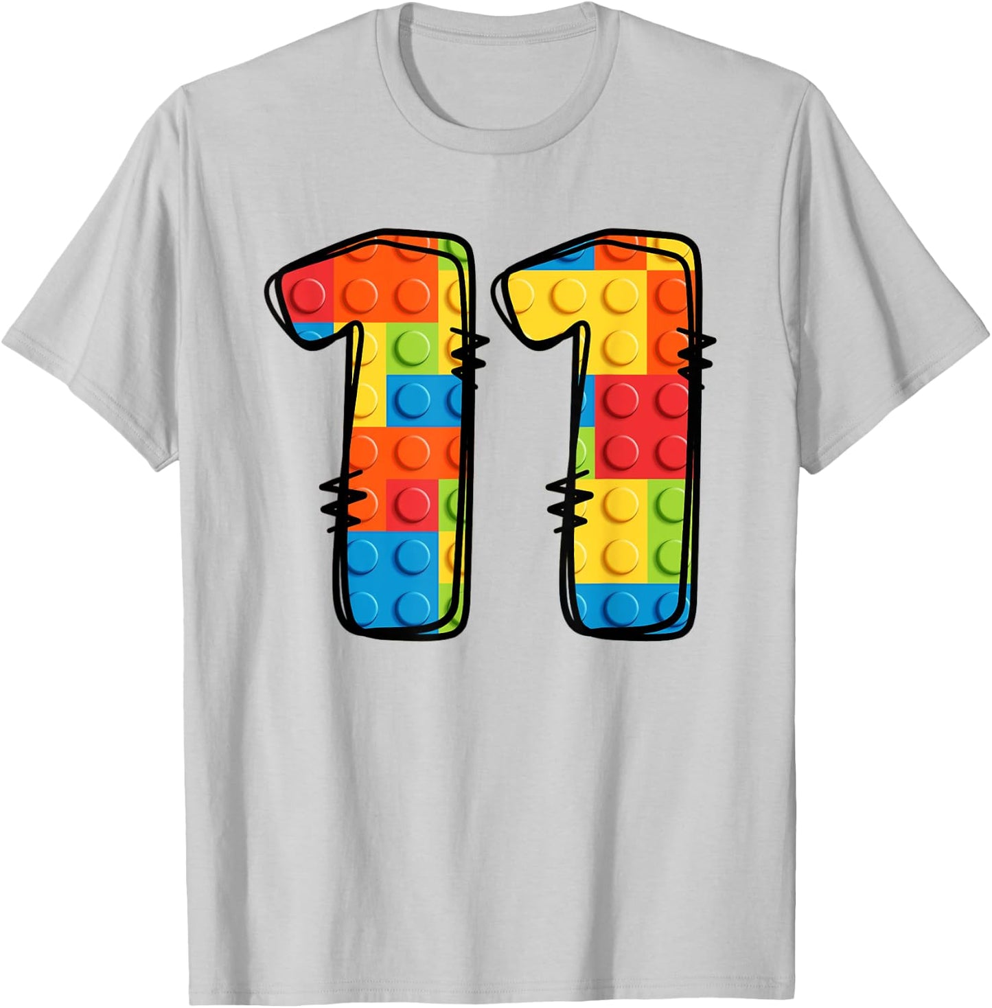 11 Year Old Blocks Building Master Builder 11th Birthday T-Shirt - T-Shirt | Ash