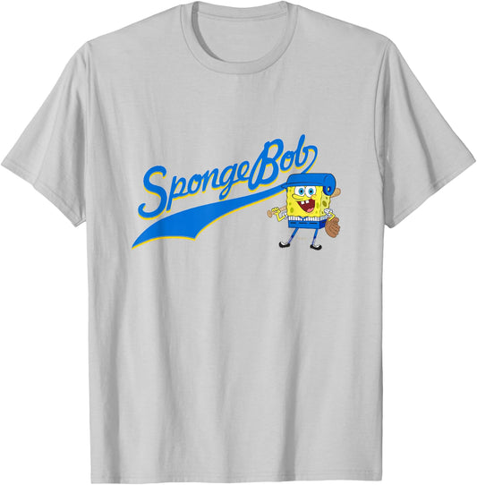 SpongeBob SquarePants Playing Baseball Sports T-Shirt - T-Shirt | Ash