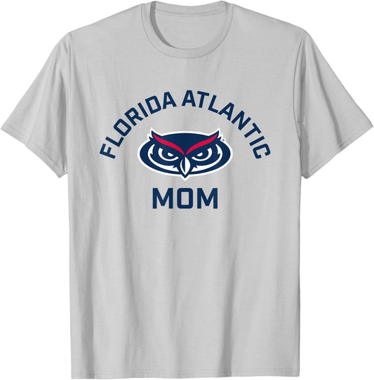 Florida Atlantic University FAU Owls Arched Mom T-Shirt - T-Shirt | Ash