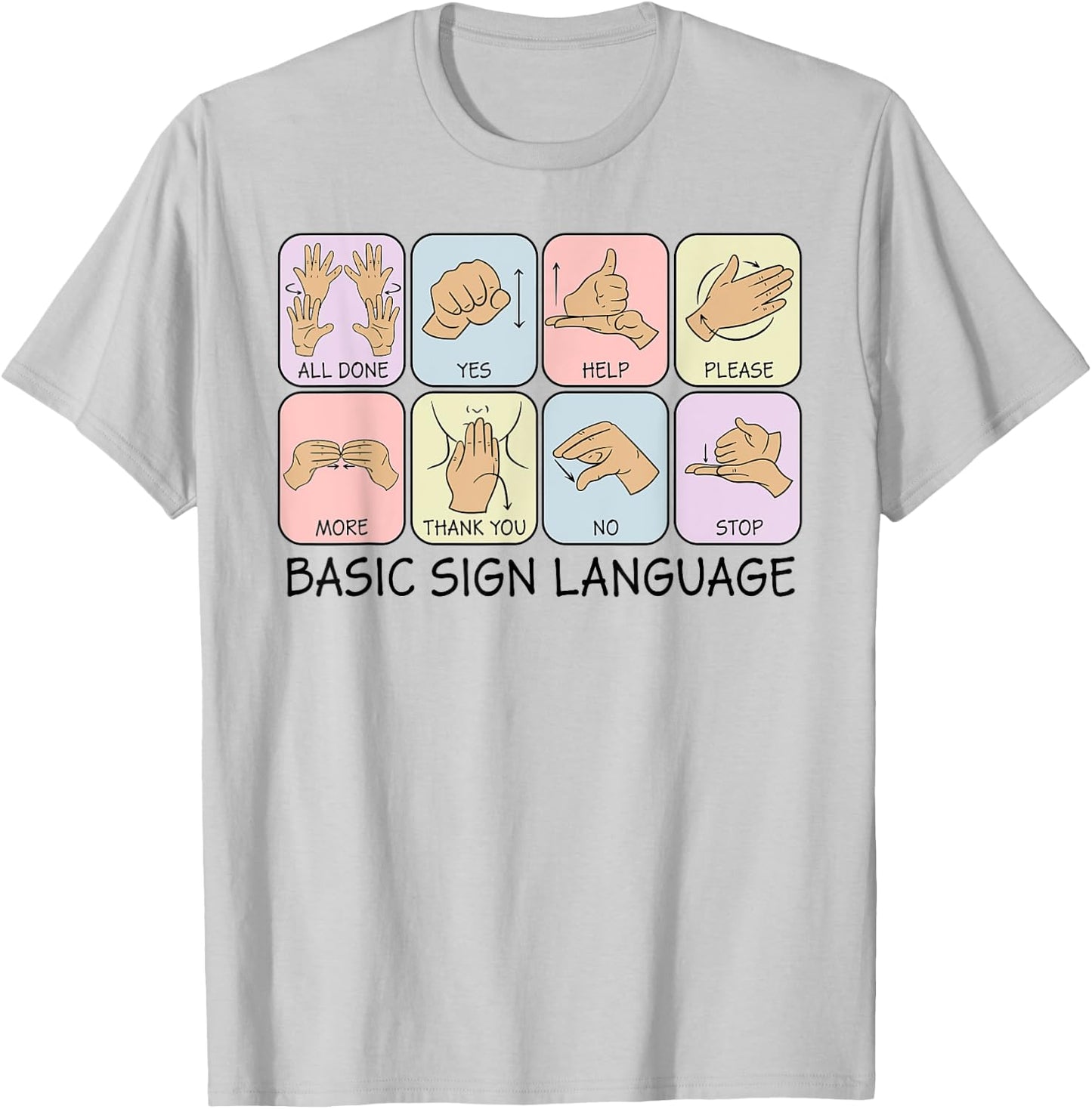 Basic Sign Language Speech Pathology Aac Sped Teacher T-Shirt - T-Shirt | Ash