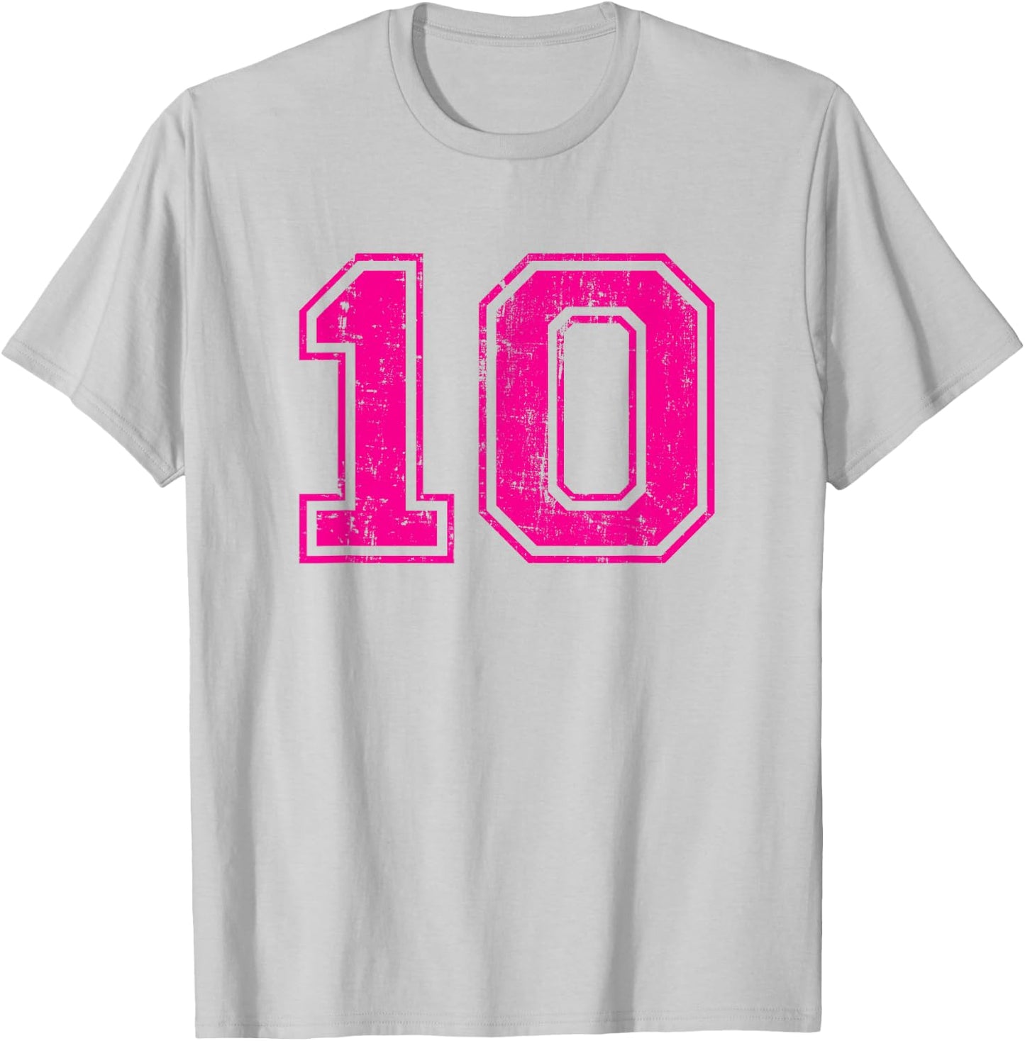 Number 10 Ten Varsity Distressed Vintage Sport Team Player's T-Shirt - T-Shirt | Ash