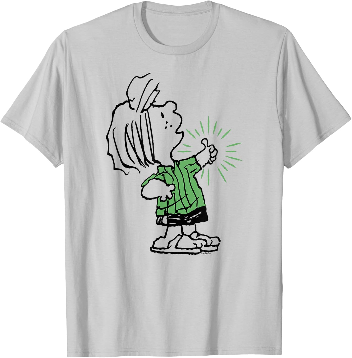 Peanuts - Peppermint Patty Thumbs Up T-Shirt - T-Shirt | Ash