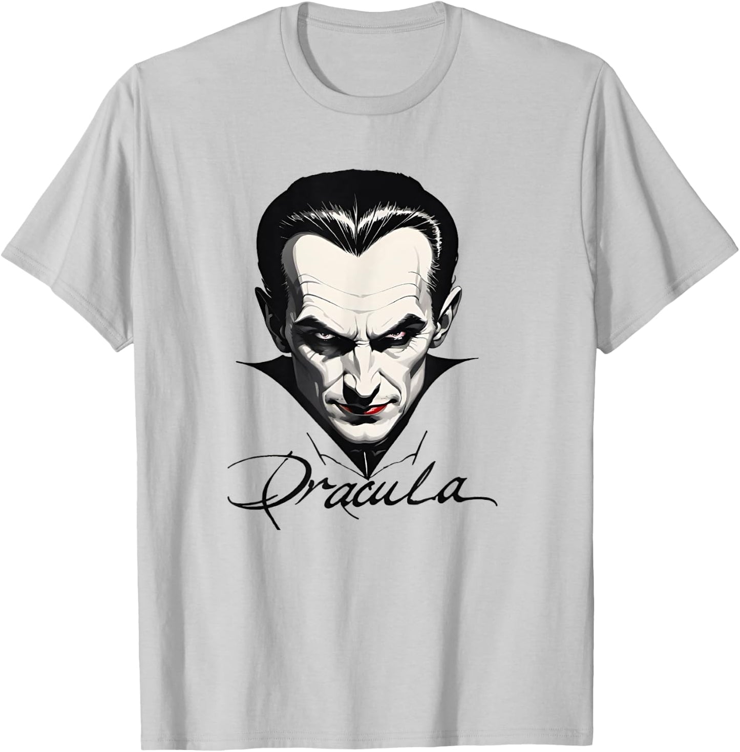 Bram Stoker Vampire Novel Character Dracula Portrait and Signature T-Shirt - T-Shirt | Ash