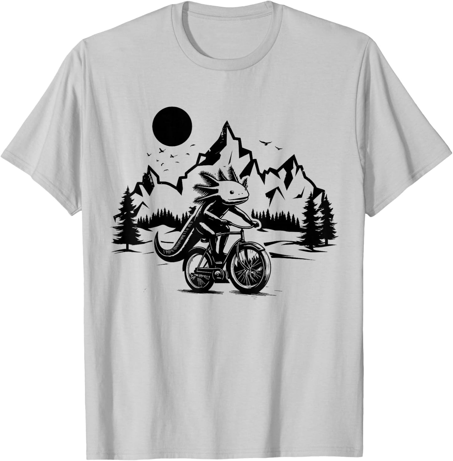 Axolotl Riding Bicycle Vintage Mountain Biking Axolotl Biker T-Shirt - T-Shirt | Ash