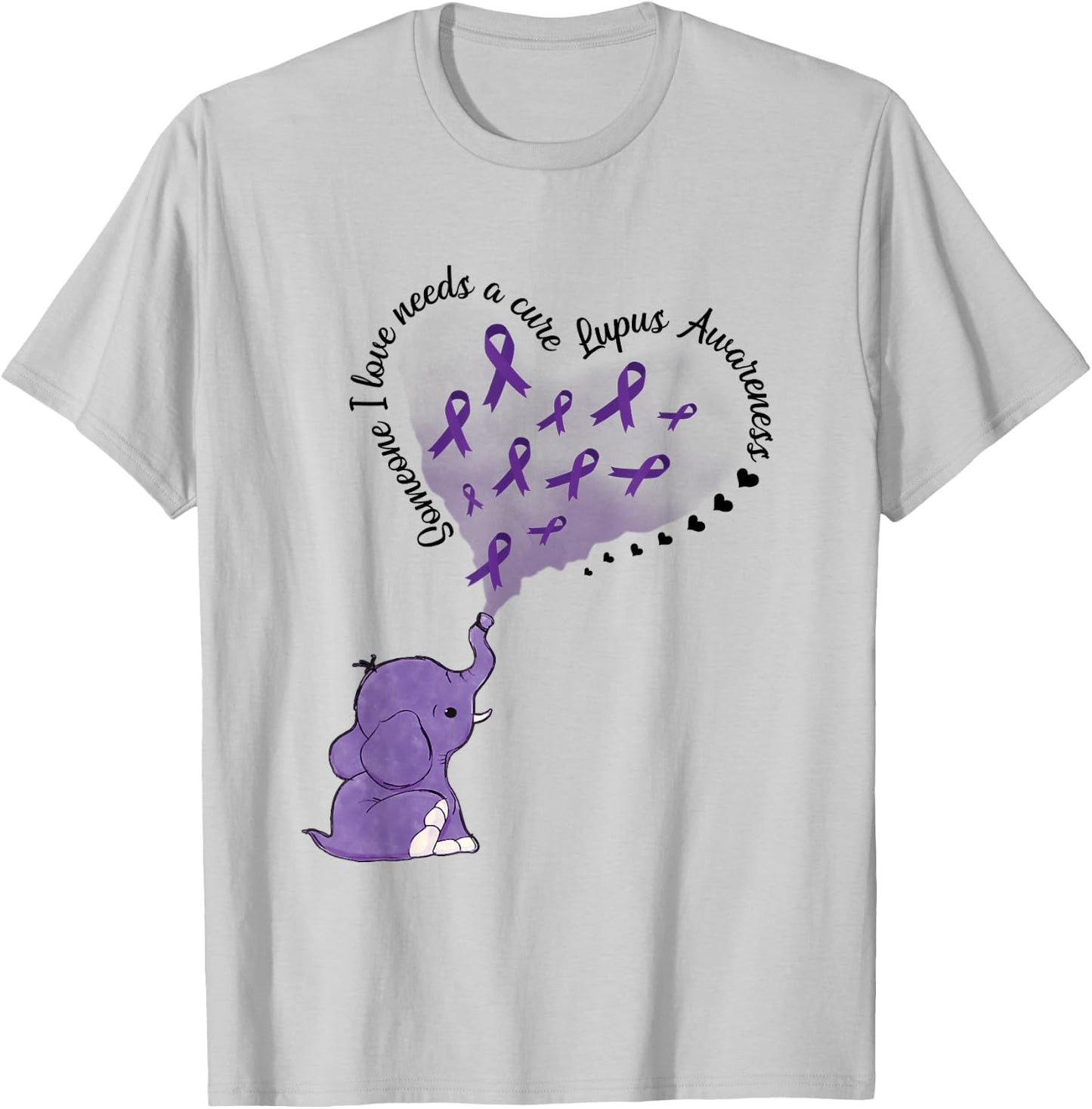 Elephant Someone I Love Needs A Cure Lupus Awareness T-Shirt - T-Shirt | Ash