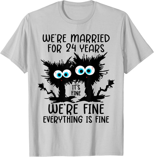 Opal Wedding We're Married For 24 Years T-Shirt - T-Shirt | Ash