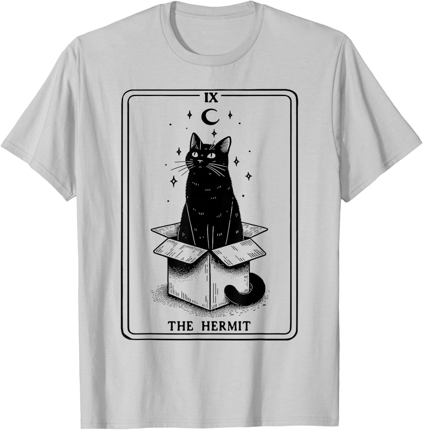 The Hermit Tarot Card Cat In Box Mystic Funny Cat T-Shirt - T-Shirt | Ash