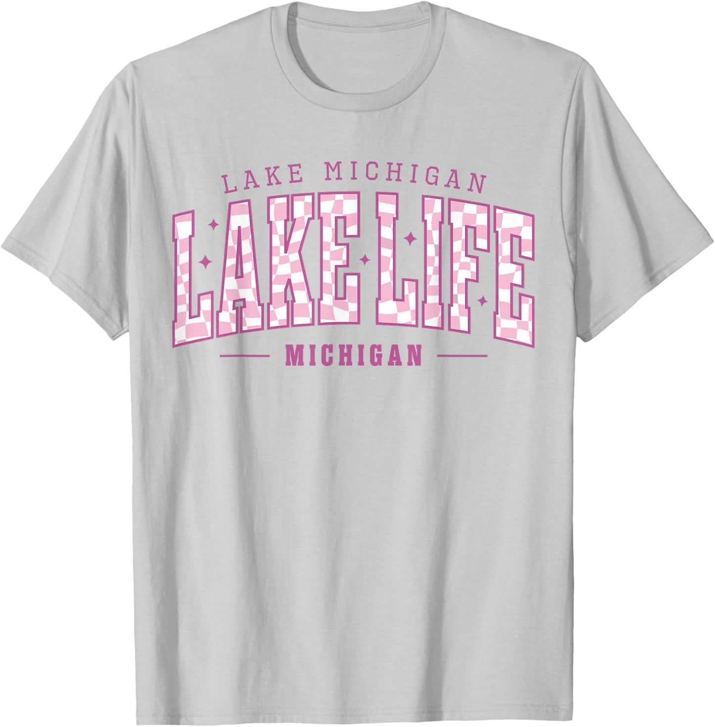 Lake Life Checkerboard Michigan Lake Summer Vacation Babe T-Shirt - T-Shirt | Ash