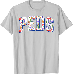 Cute Dinosaurs Pediatric Nurses PEDS Pediatrician Doctor T-Shirt - T-Shirt | Ash