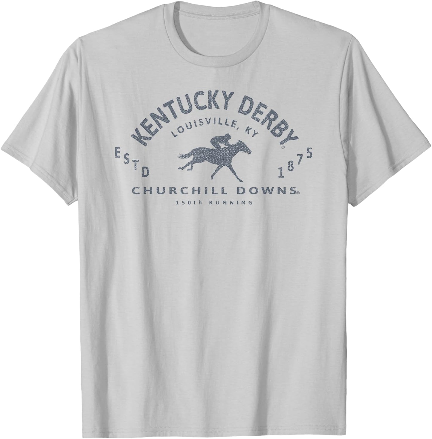 Officially Licensed Kentucky Derby 150th Running Retro Logo T-Shirt - T-Shirt | Ash