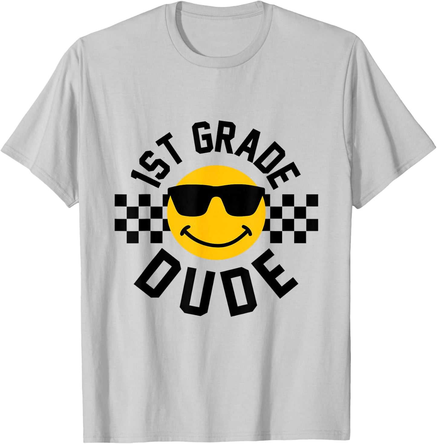 First Grade Back to School Boys Smile Face 1st Grade Dude T-Shirt - T-Shirt | Ash