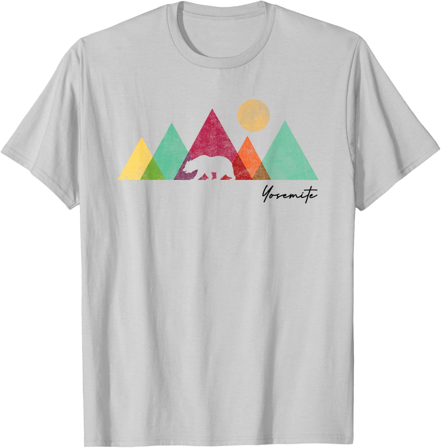 Yosemite California Colorful Bear Mountains National Park T-Shirt - T-Shirt | Ash
