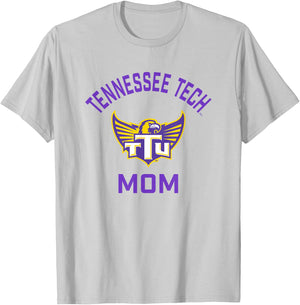 Tennessee Tech Golden Eagles Arched Mom T-Shirt - T-Shirt | Ash