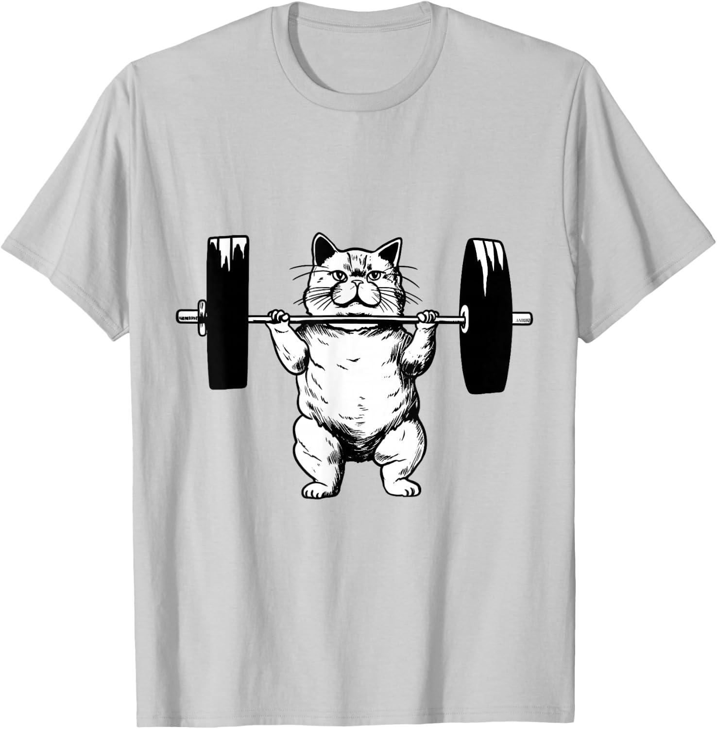 Cat Weightlifting Pet Kitty Workout Weights Cat Owner T-Shirt - T-Shirt | Ash