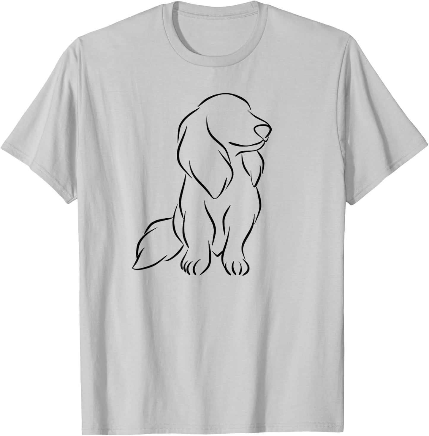 Long haired Dachshund Line Art Cute Doxie Wiener Dog Women T-Shirt - T-Shirt | Ash