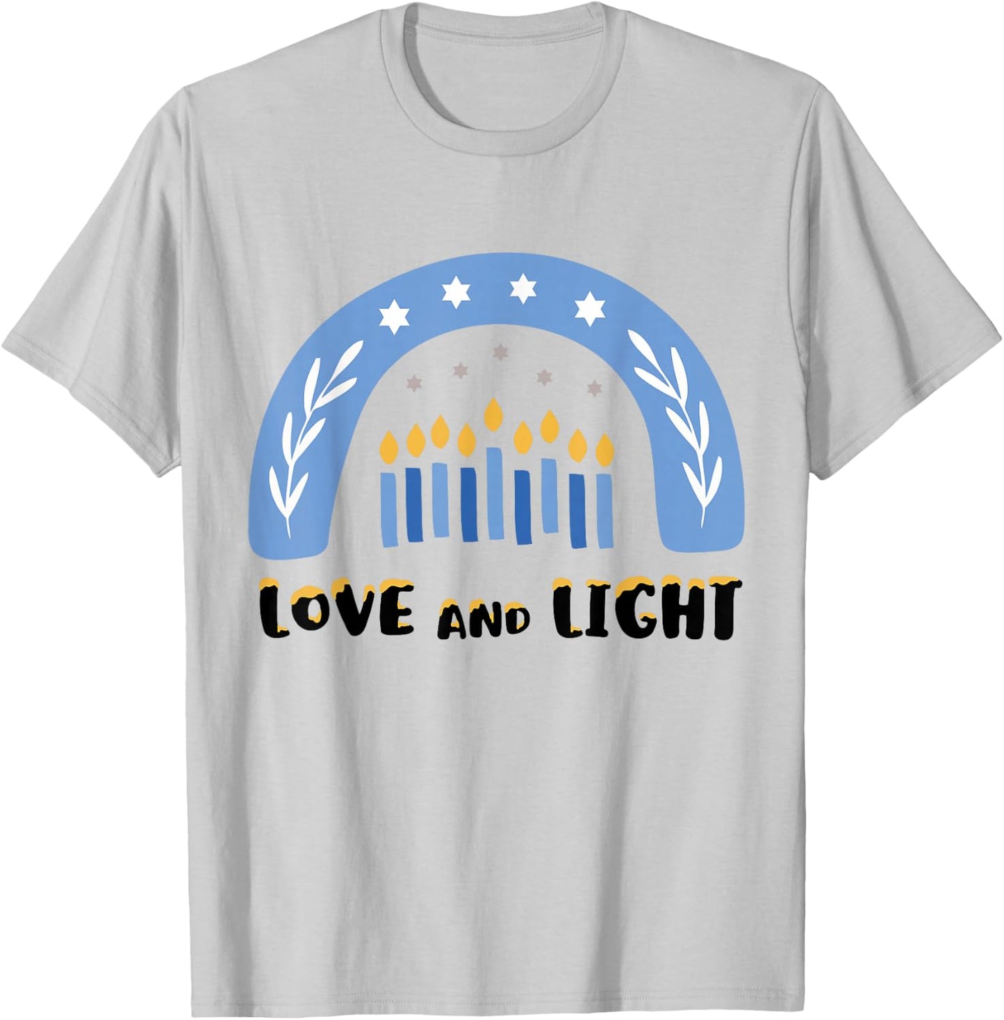Love and Light Rainbow Hanukkah Jewish Chanukah Men Women T-Shirt - T-Shirt | Ash