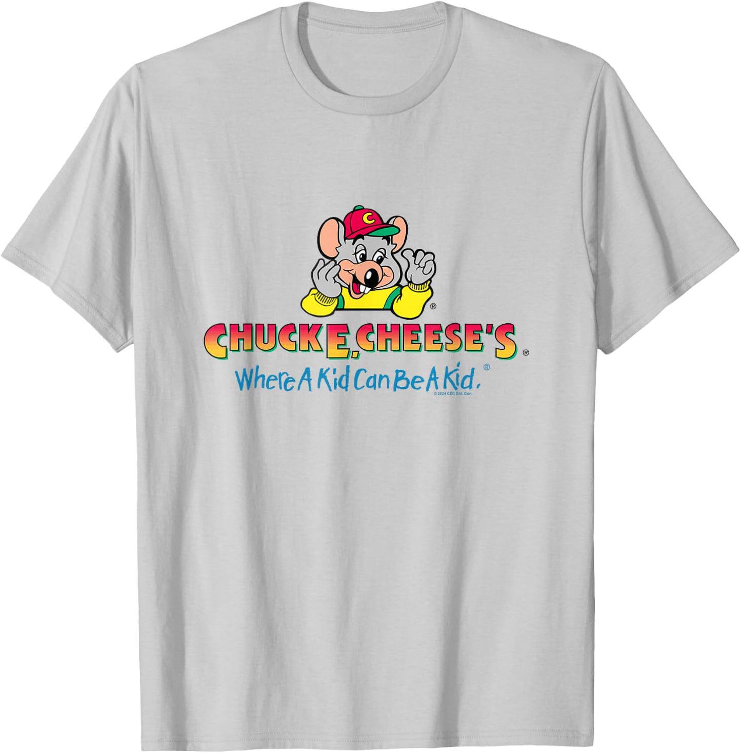 Chuck E. Cheese's Where A Kid Can Be A Kid Retro Logo T-Shirt - T-Shirt | Ash