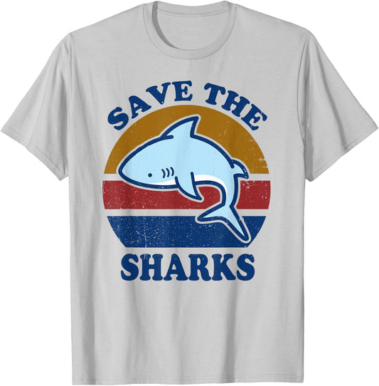 Funny Save The Sharks for Marine Ocean Conservation Lover T-Shirt - T-Shirt | Ash