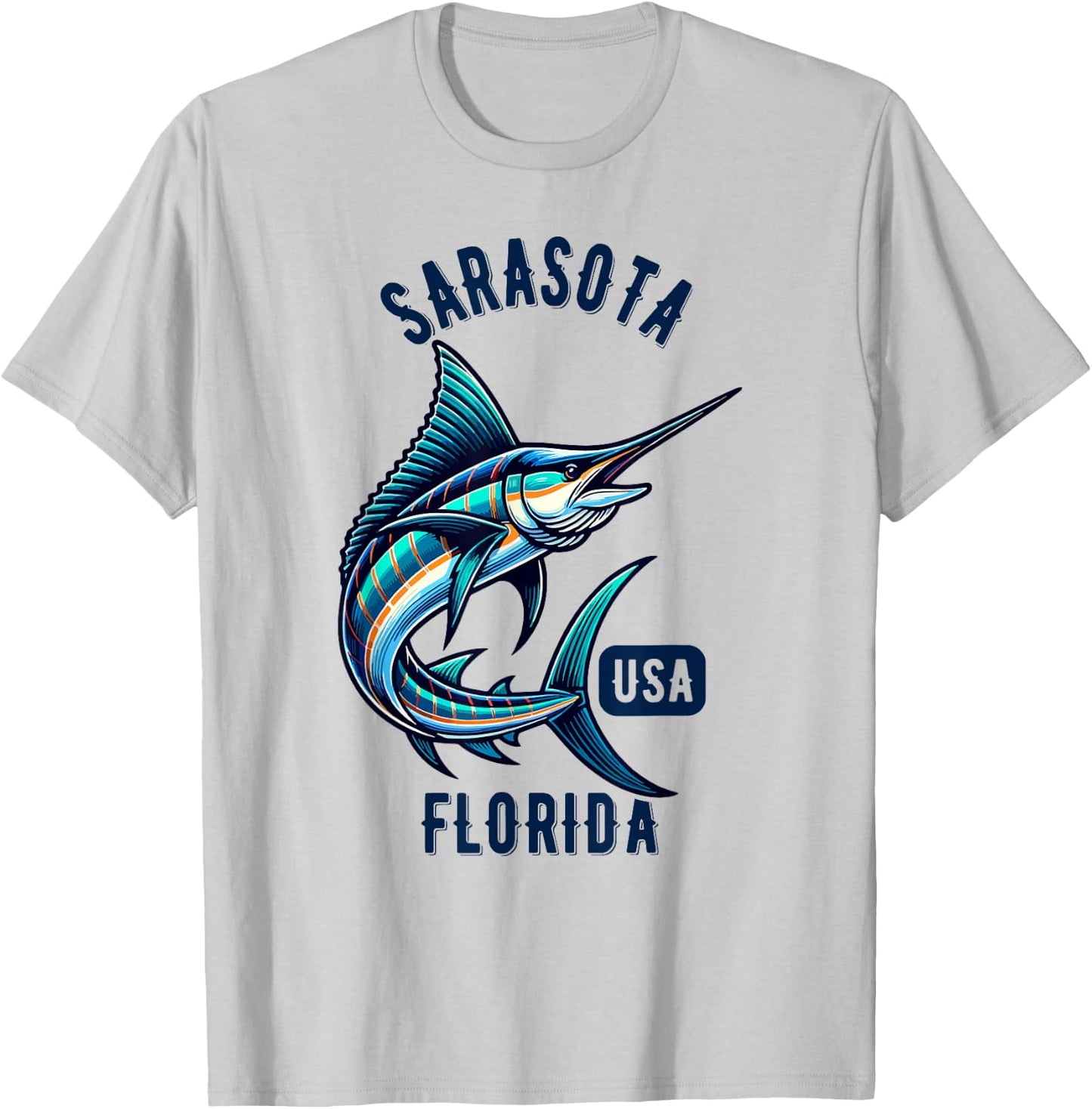 Sarasota Florida USA Fishing Design T-Shirt - T-Shirt | Ash