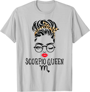 Scorpio Queen Woman Face Wink Eyes Lady Face Birthday T-Shirt - T-Shirt | Ash