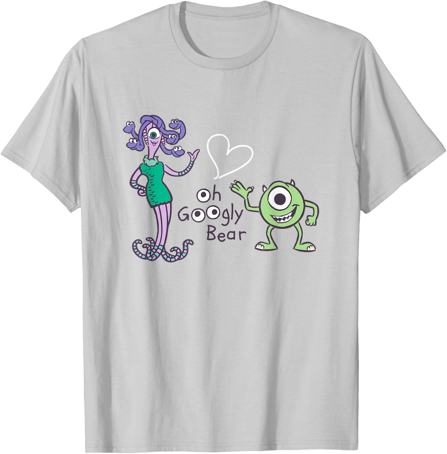 Disney Pixar Monsters Inc. Mike Celia Oh Googly Bear Logo T-Shirt - T-Shirt | Ash