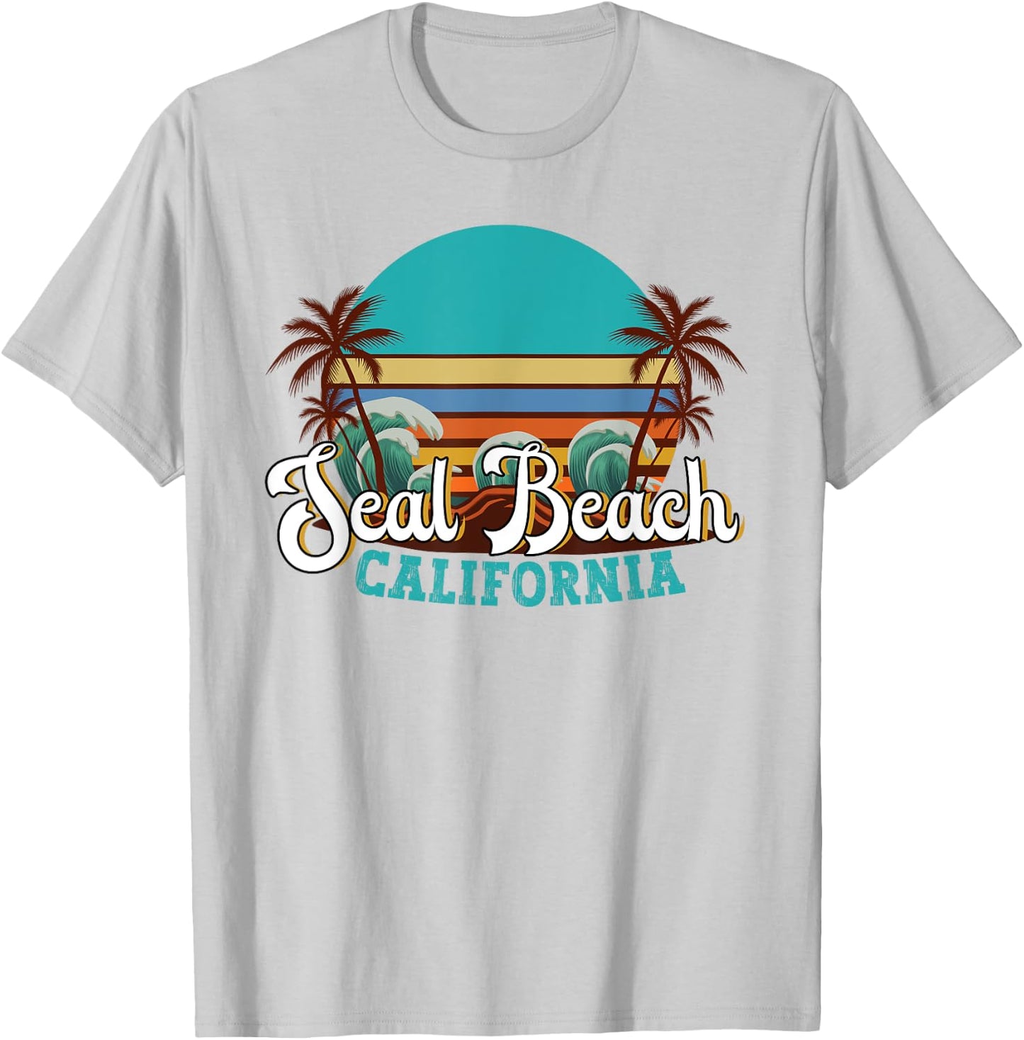 Seal Beach California CA Retro Summer Vacation Souvenir T-Shirt - T-Shirt | Ash