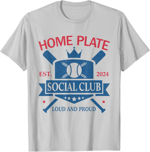 Funny Baseball Home Plate Social Club T-Shirt - T-Shirt | Ash