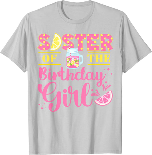 Sister Pink Lemonade Girl Birthday Family Outfit Lemon Party T-Shirt - T-Shirt | Ash
