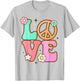 Peace Sign Love 60s 70s Costume Groovy Hippie Theme Party T-Shirt - T-Shirt | Ash