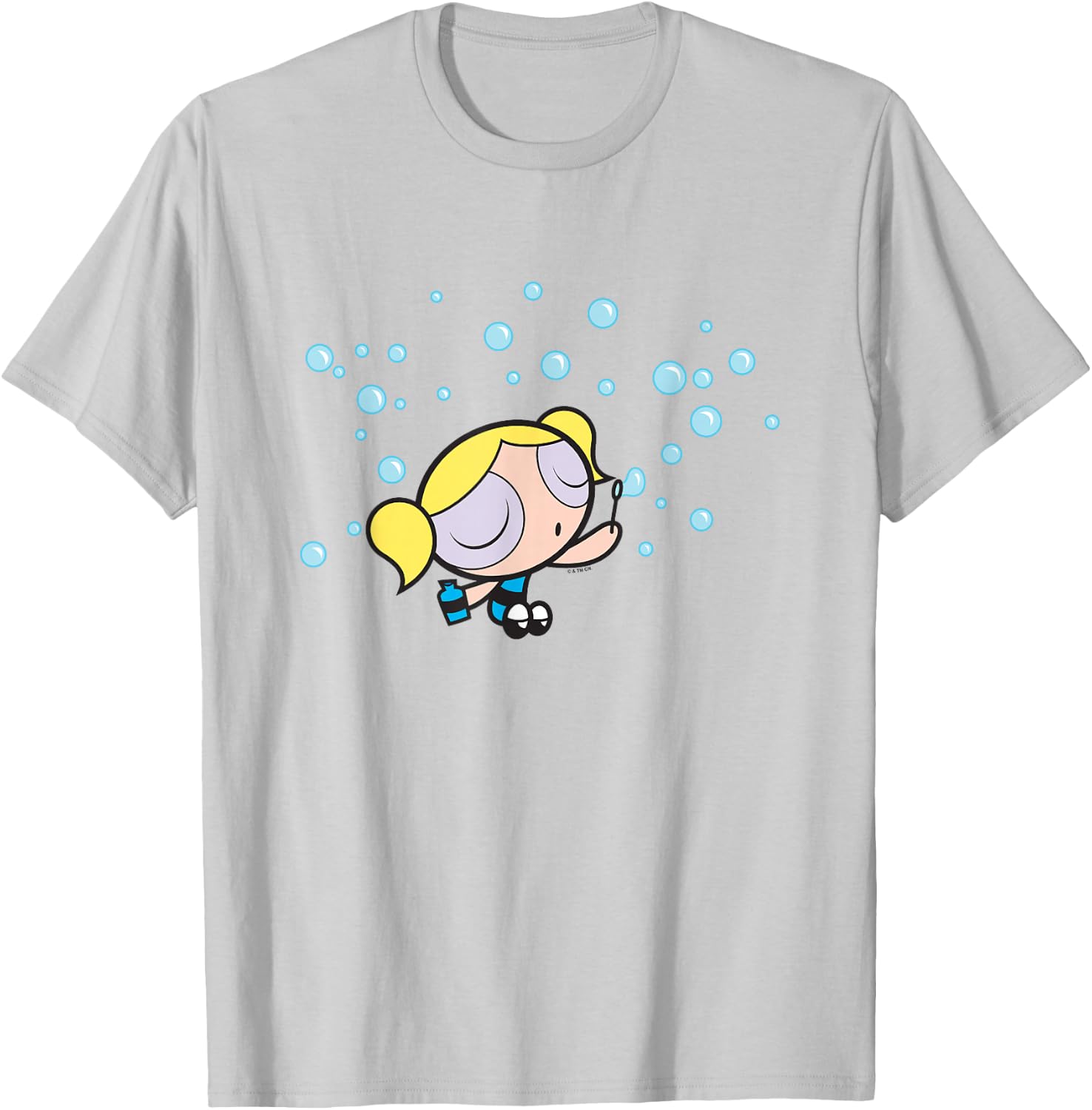 The Powerpuff Girls Bubbles Blowing Bubbles Cute Shot T-Shirt - T-Shirt | Ash